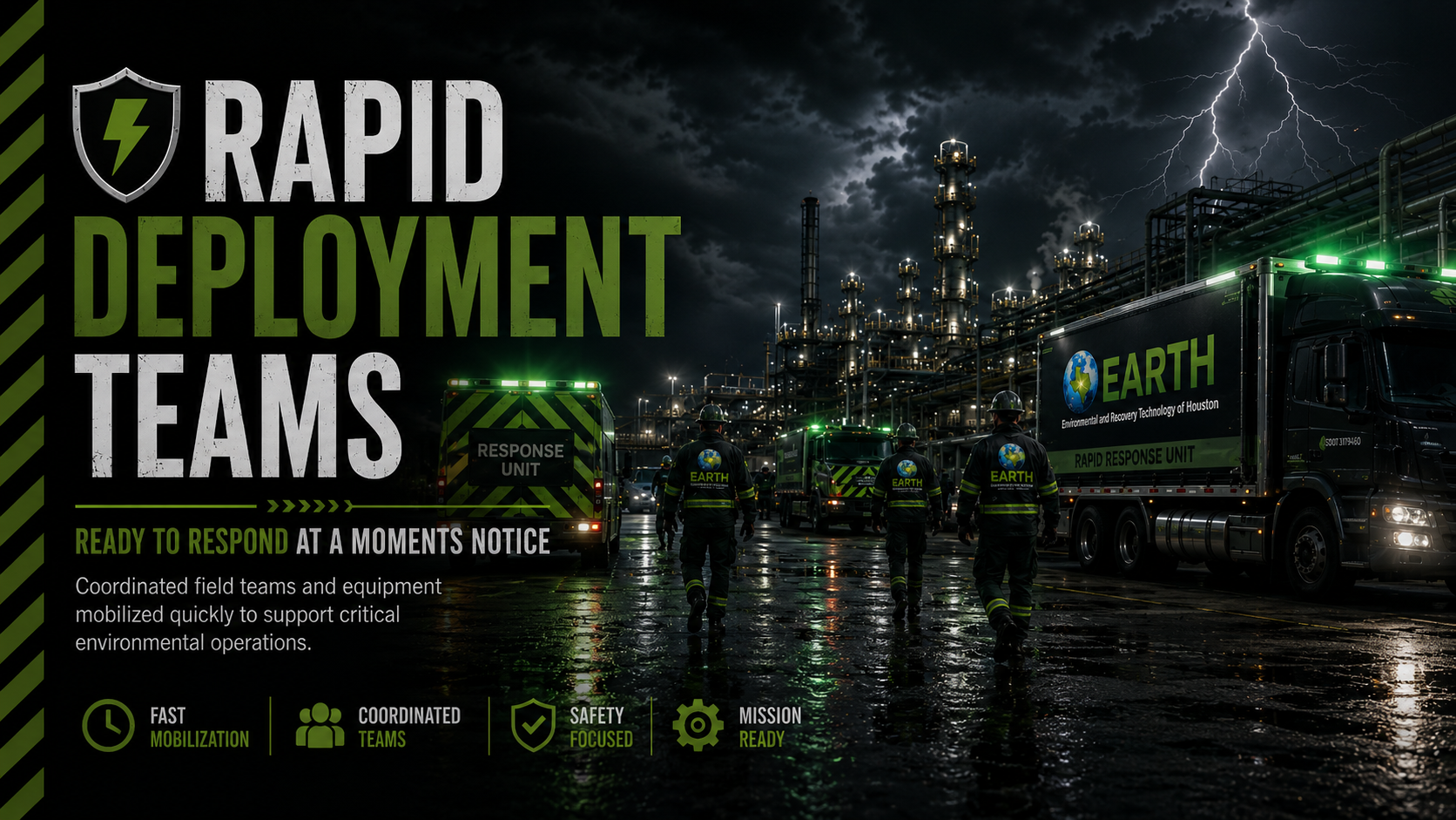 Rapid deployment teams at refinery during storm