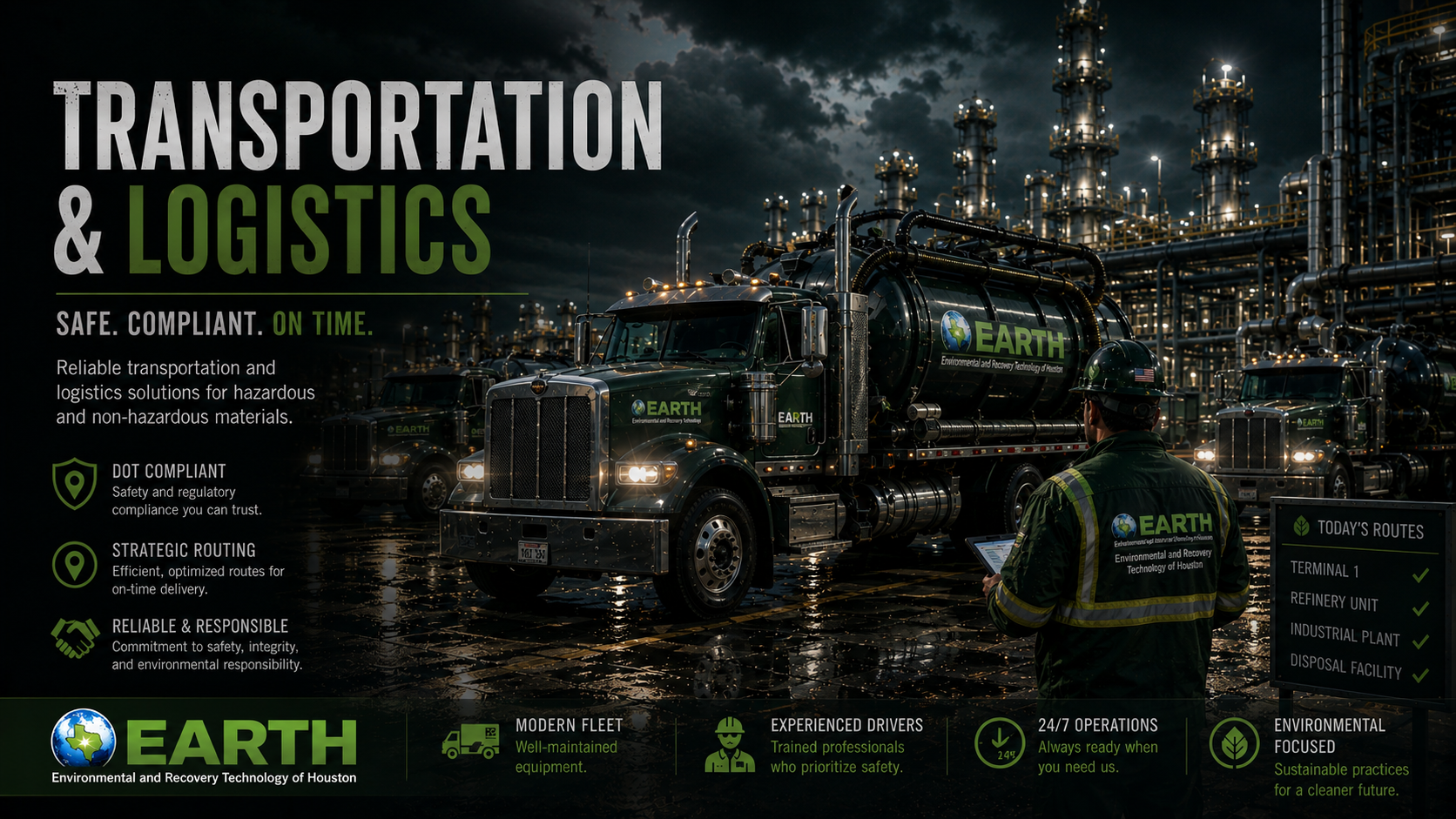 EARTH transportation and logistics fleet at refinery